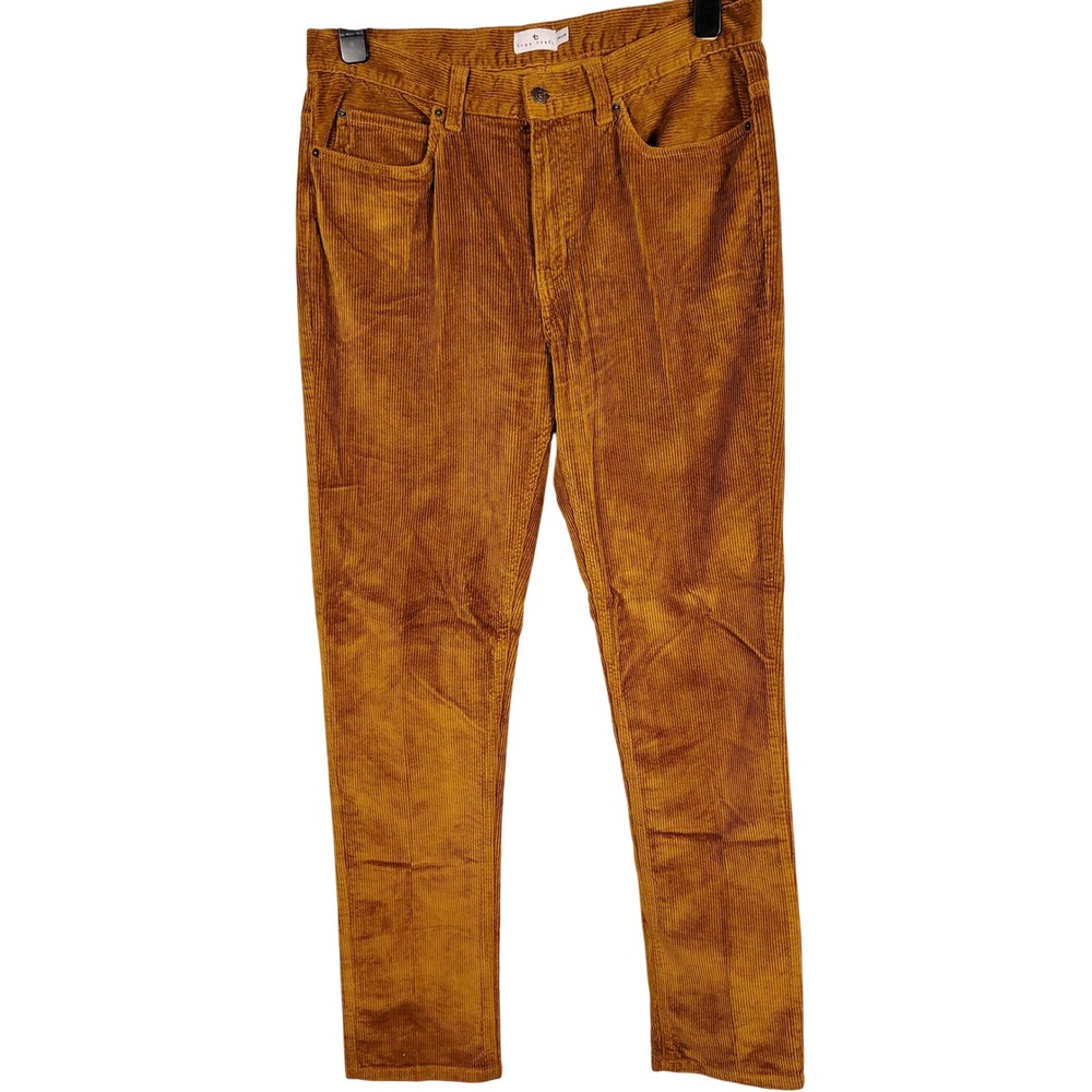 True Craft Mens 34x34 Corduroy Pants Gold Mustard Cotton Stretch Gorpcore Retro